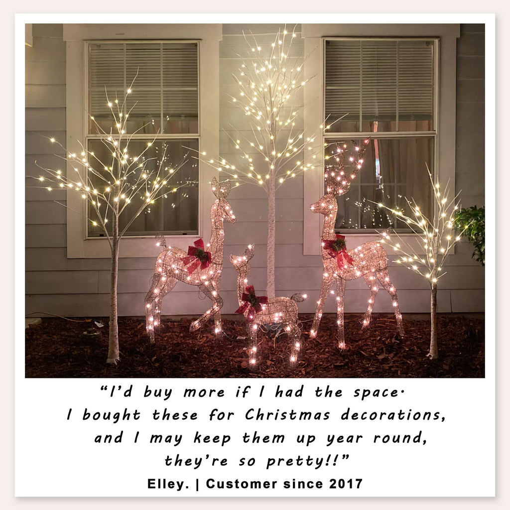 2 Pack 8FT 132 LED Lighted Artificial Birch Tree Warm White Y172366