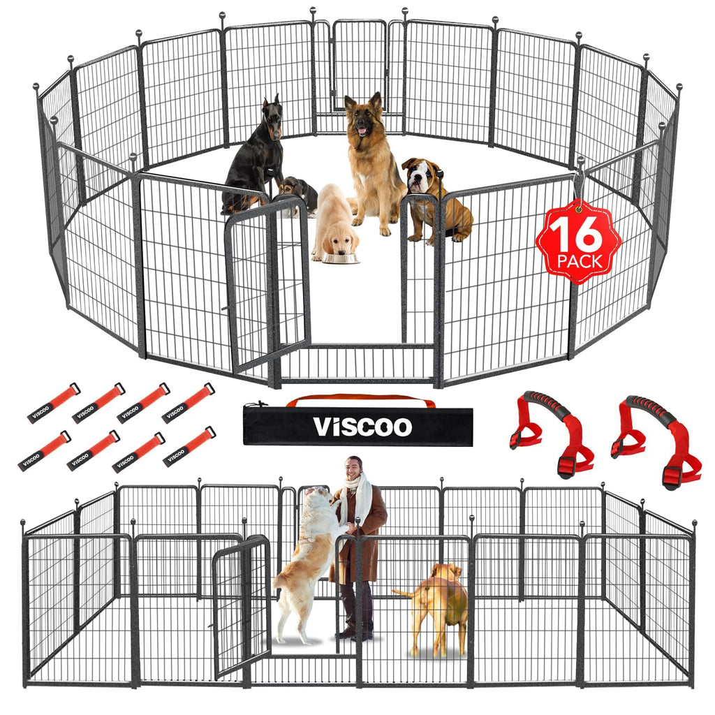16 Panels 40" High Metal Dog Playpen with Gate X883955