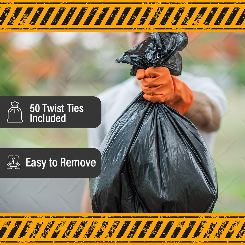55 Gallon Heavy Duty 3 Mil Black Trash Bags 50 Ct U6876