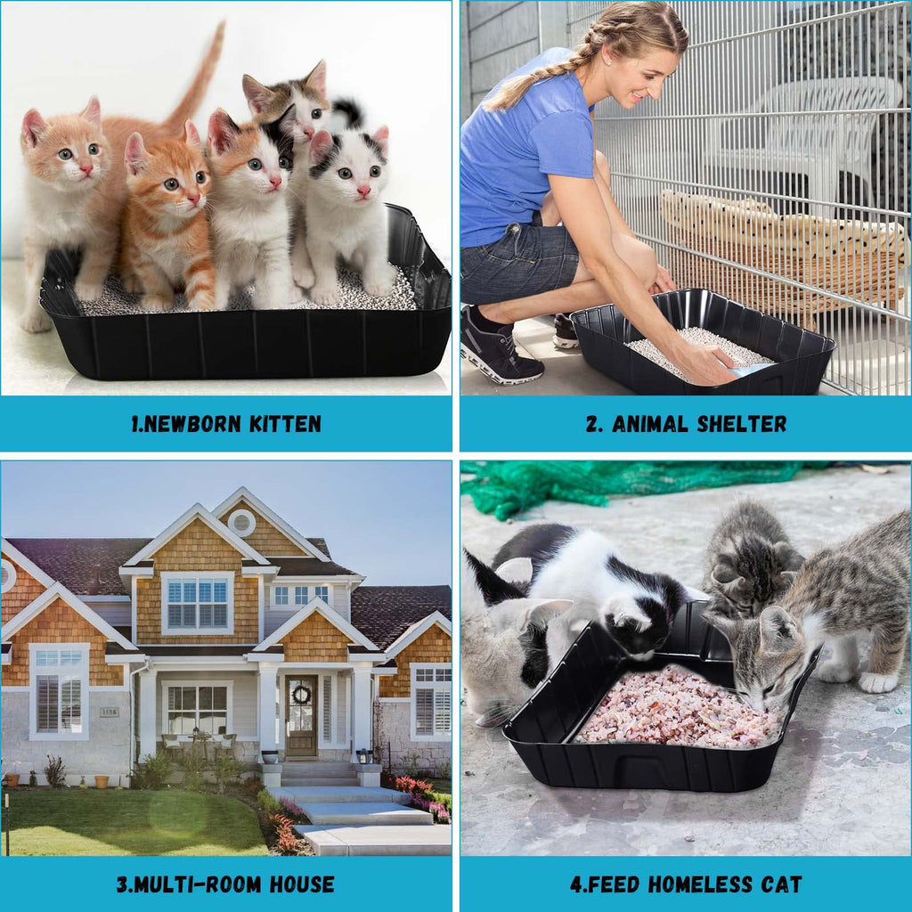 50 Pieces Disposable Litter Box for Cats Large Black D5305