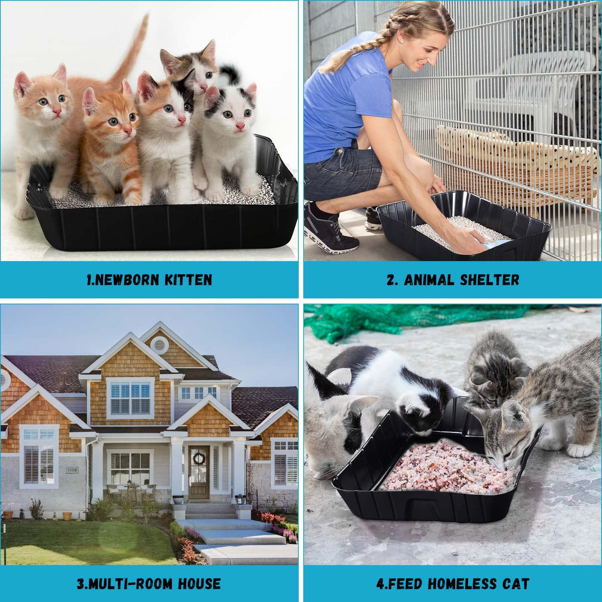 50 Pieces Disposable Litter Box for Cats Large Black D5305