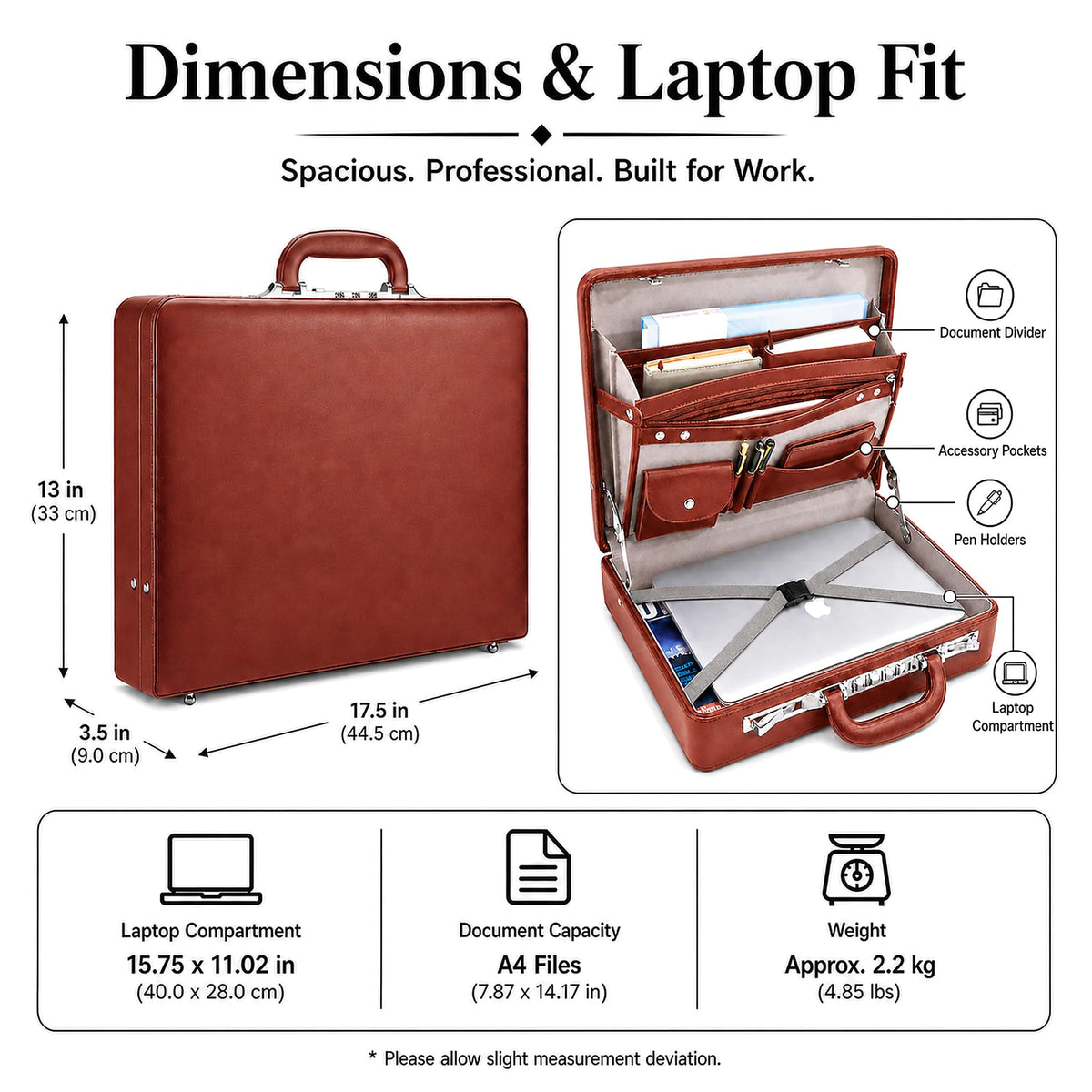 Leather Briefcase with Lock M956