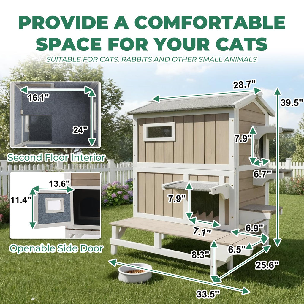 Insulated 2-Story Outdoor Cat House A4000