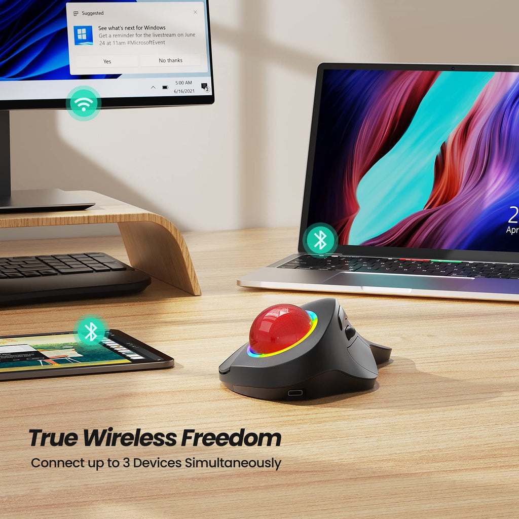 Wireless Ergonomic RGB Trackball Mouse A711766