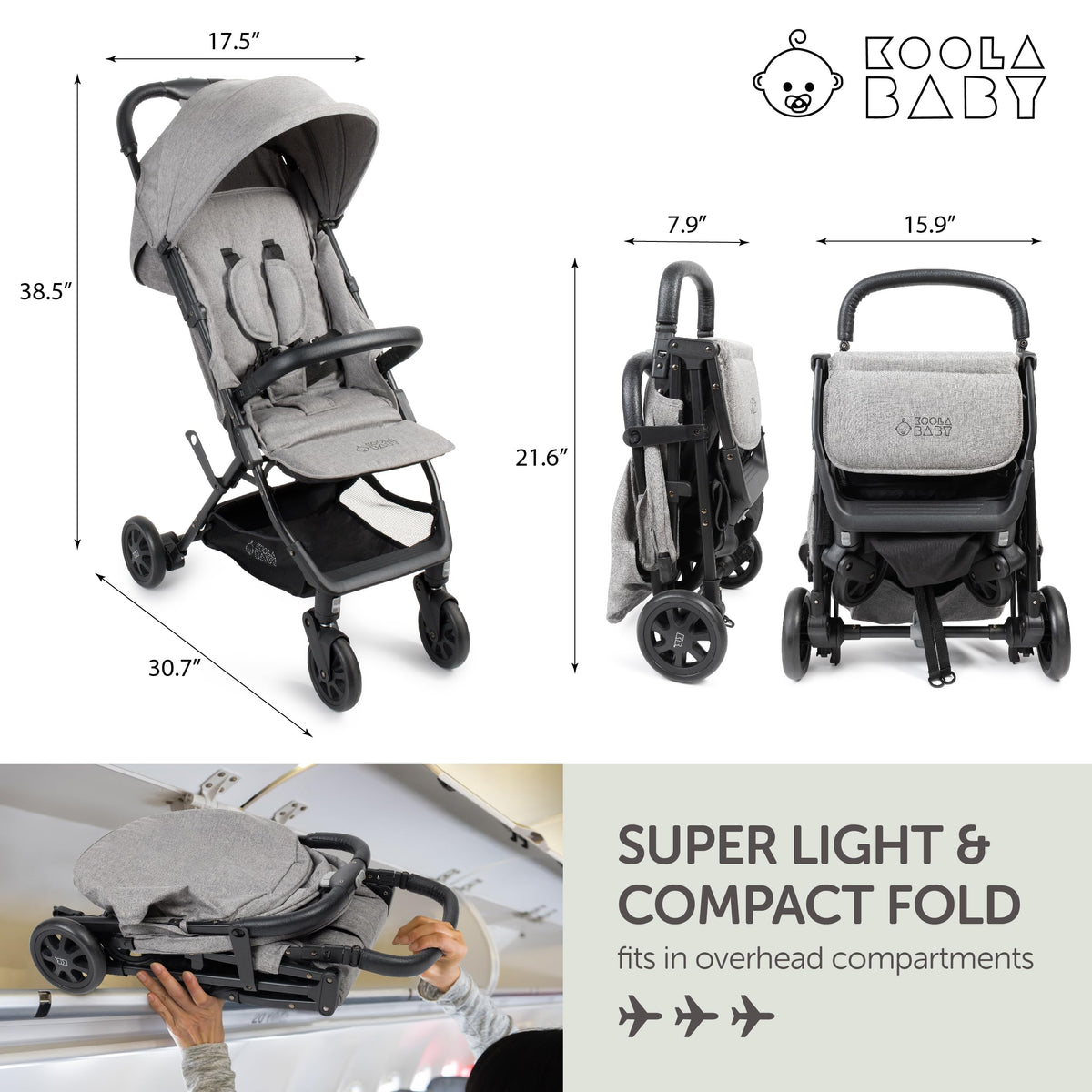 Lightweight Compact Travel Stroller with Canopy, Storage Basket & Recline L9005