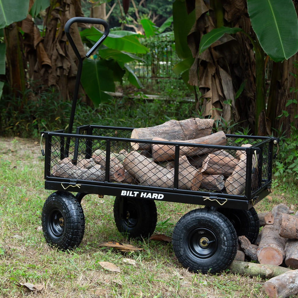 400 Lbs Capacity Mesh Steel Garden Cart with 10" All Terrain Wheels J822302