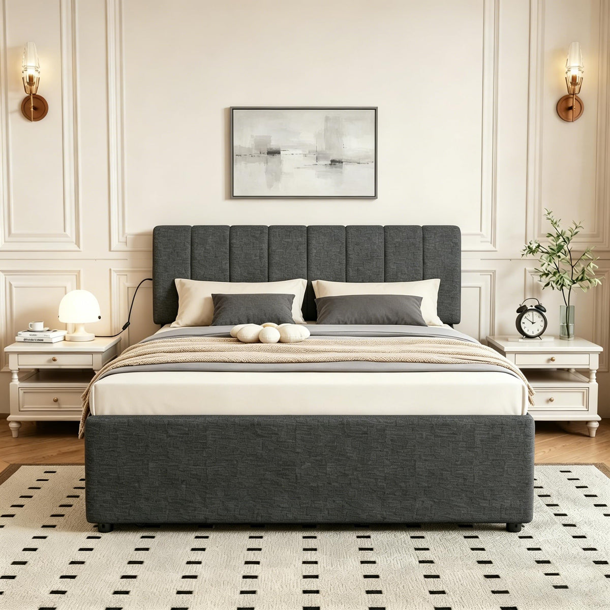 Full Size Upholstered Platform Bed with Trundle R443189
