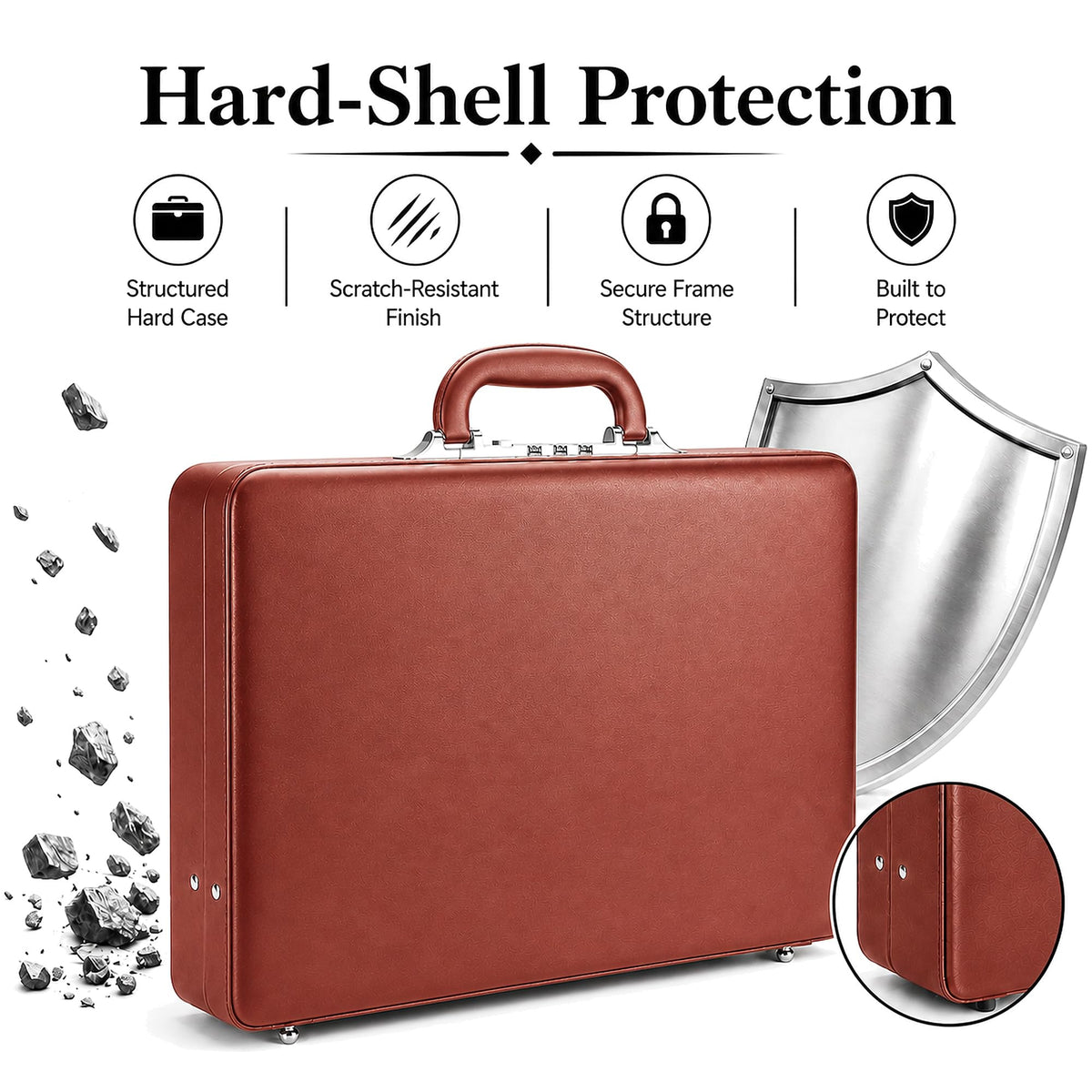 Leather Briefcase with Lock M956
