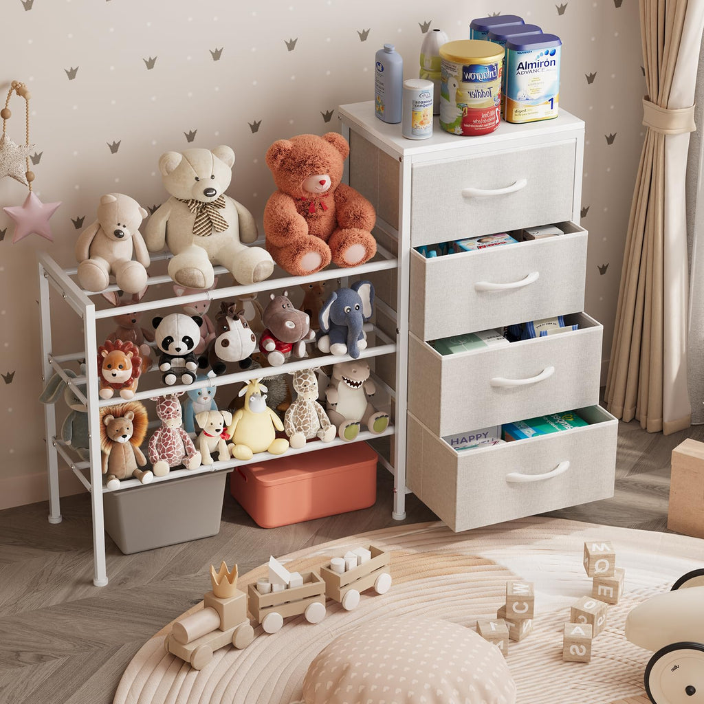 White 4 Drawer Fabric Dresser G84003
