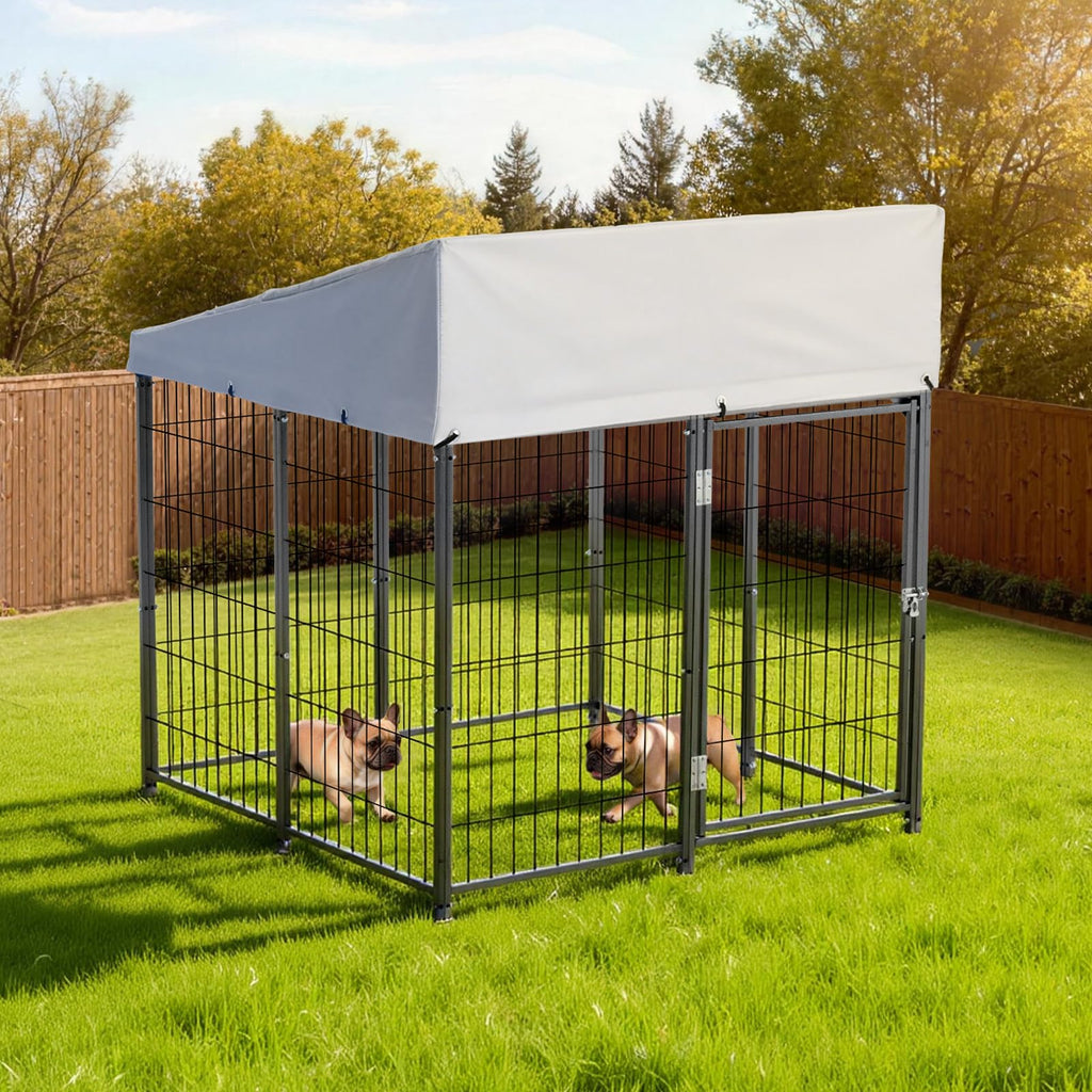 Outdoor Dog Kennel with UV-Resistant & Waterproof Roof Cover S735296