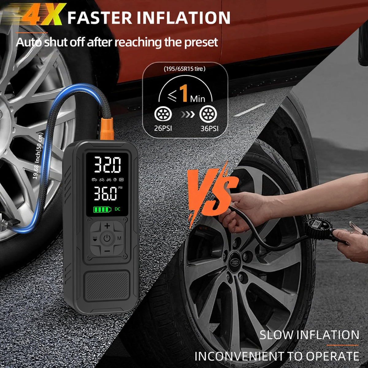 Portable Air Compressor 6000mAh 150PSI Tire Inflator M8700