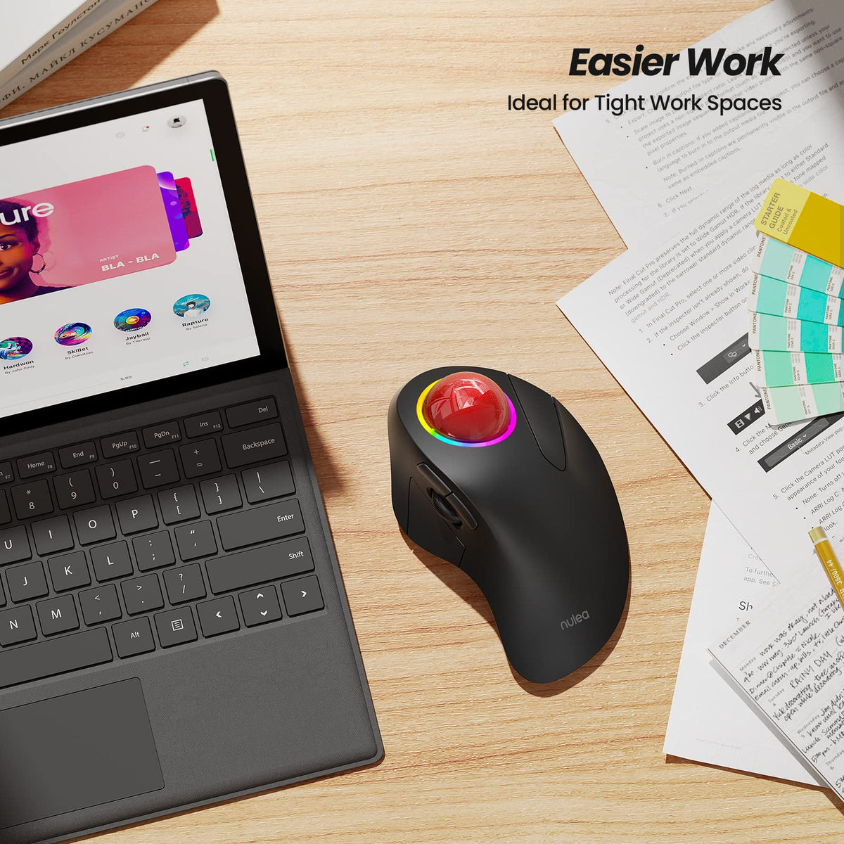 Wireless Ergonomic RGB Trackball Mouse A711766