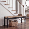 46-Inch Acacia Wood Entryway Bench with Woven Seagrass Seat V239