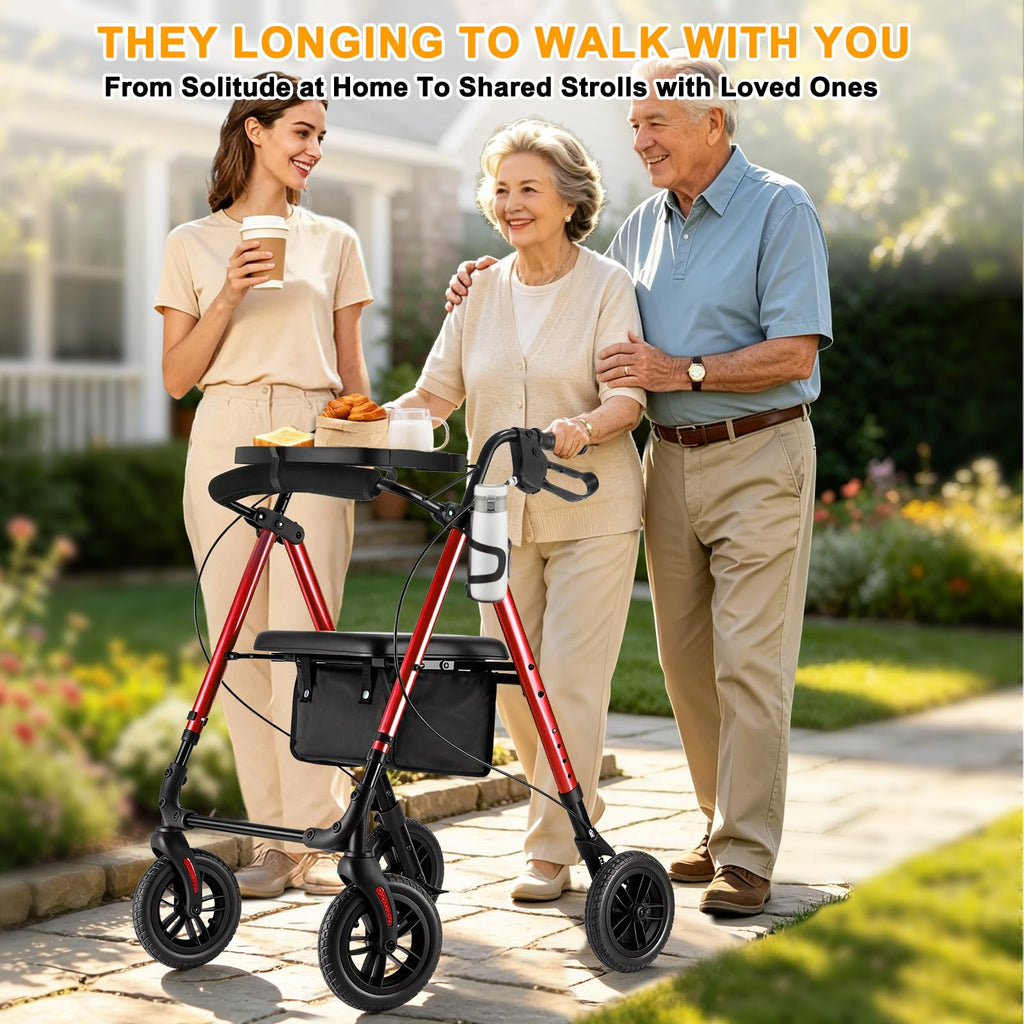 Foldable Rollator Walker with Seat & Tray J7371