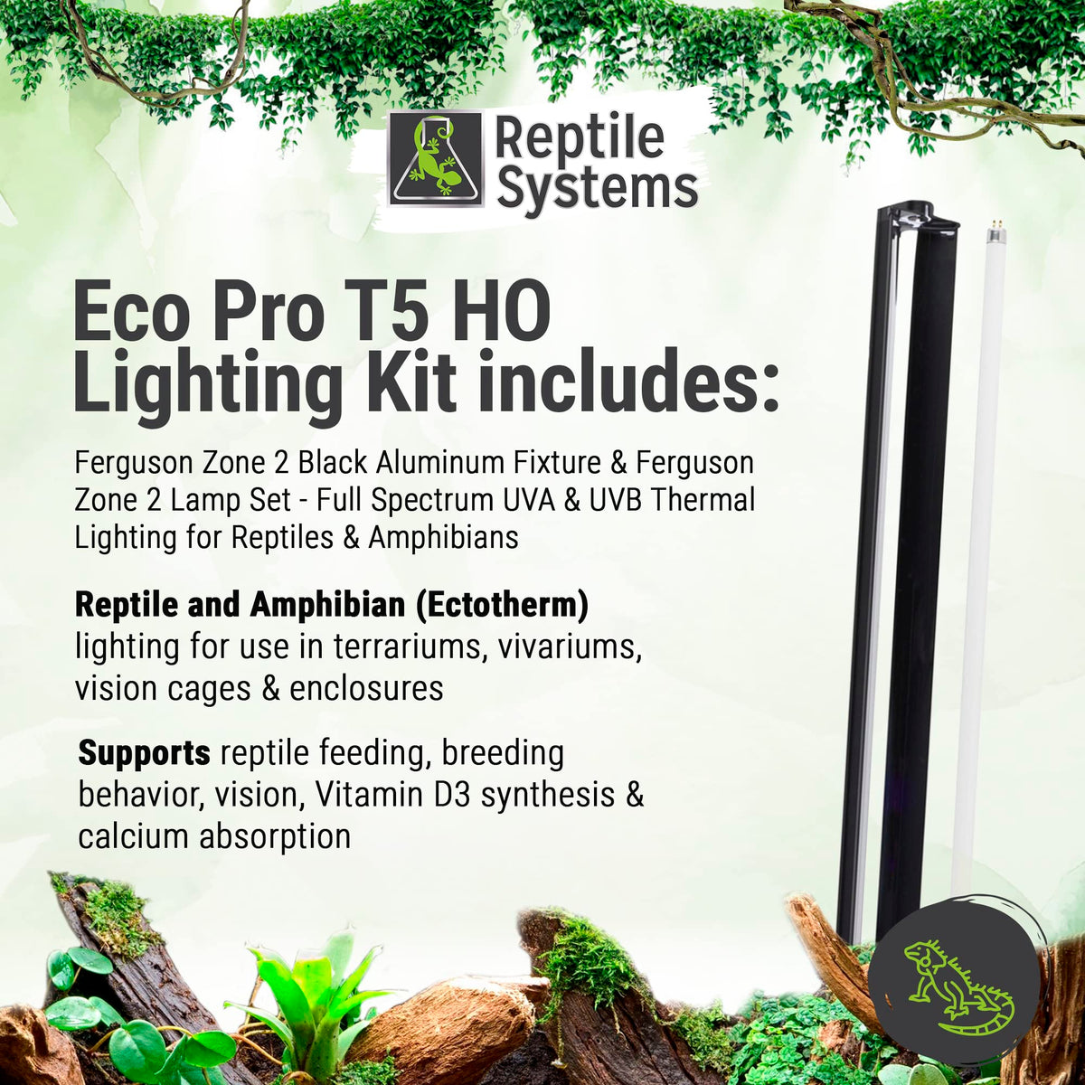 24in-24w Reptile Lighting Kit with HOT5 Lamp N8803