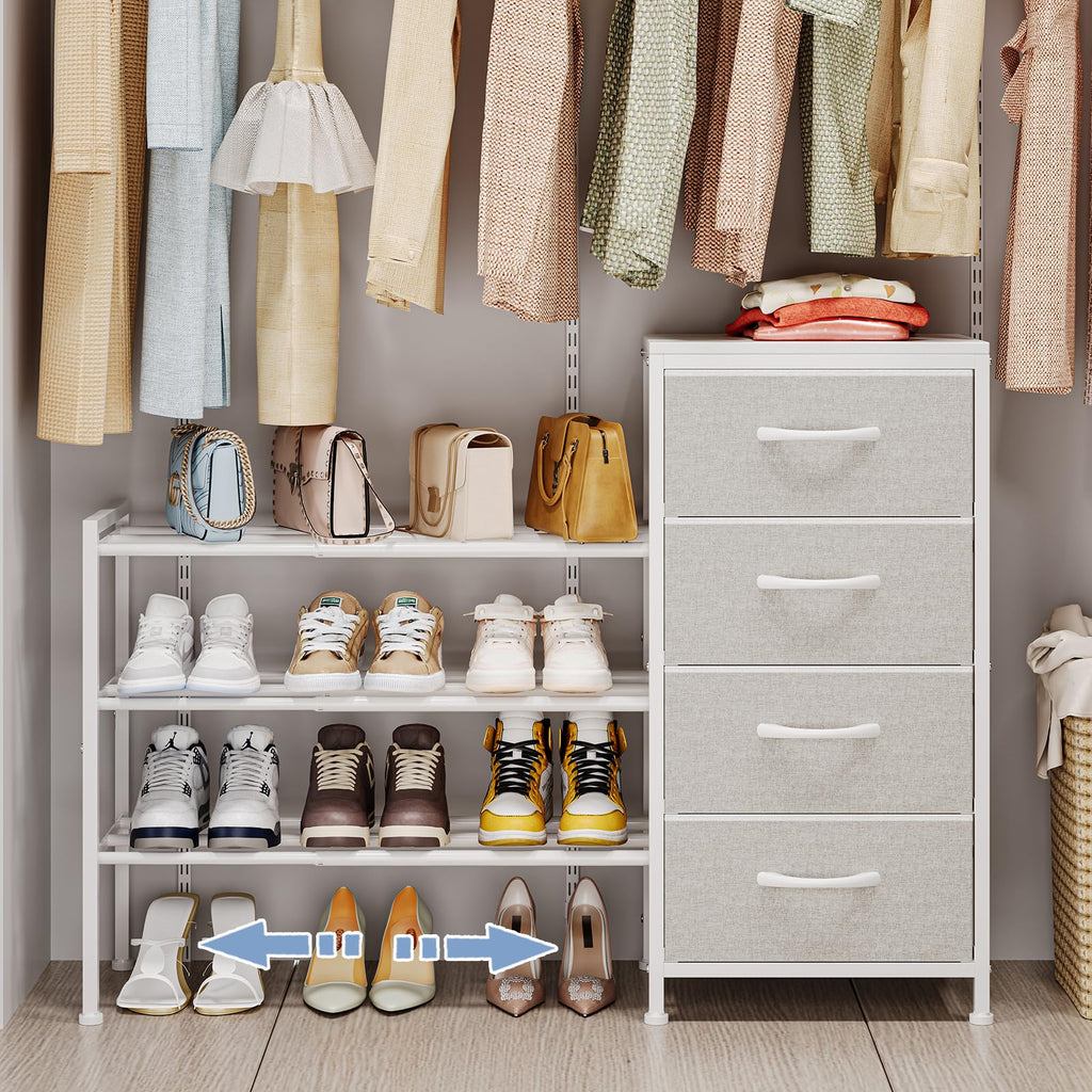 White 4 Drawer Fabric Dresser G84003