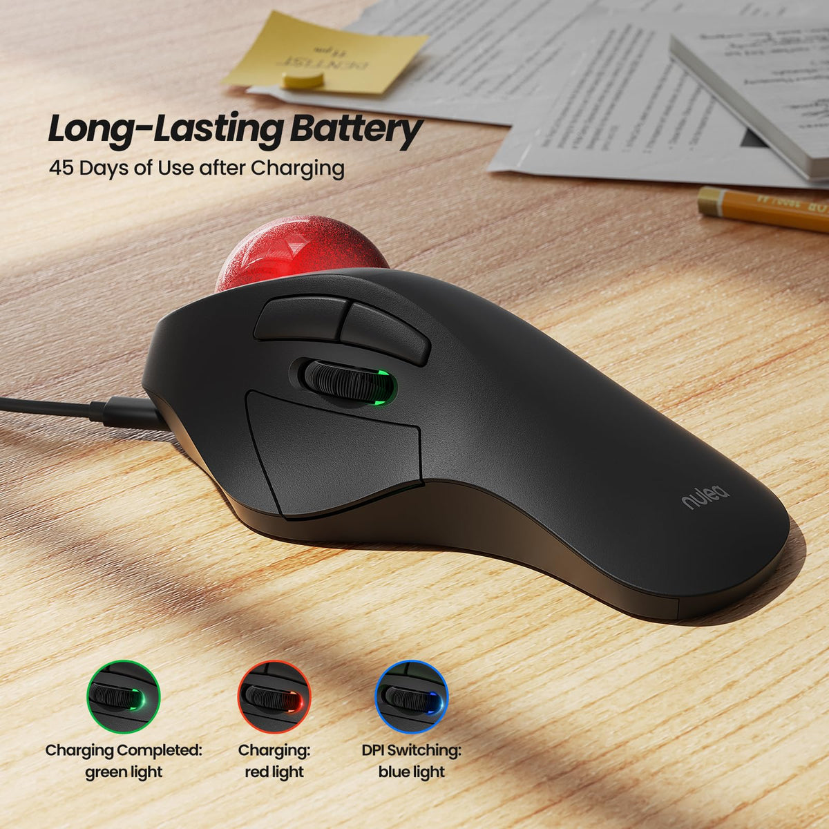 Wireless Ergonomic RGB Trackball Mouse A711766