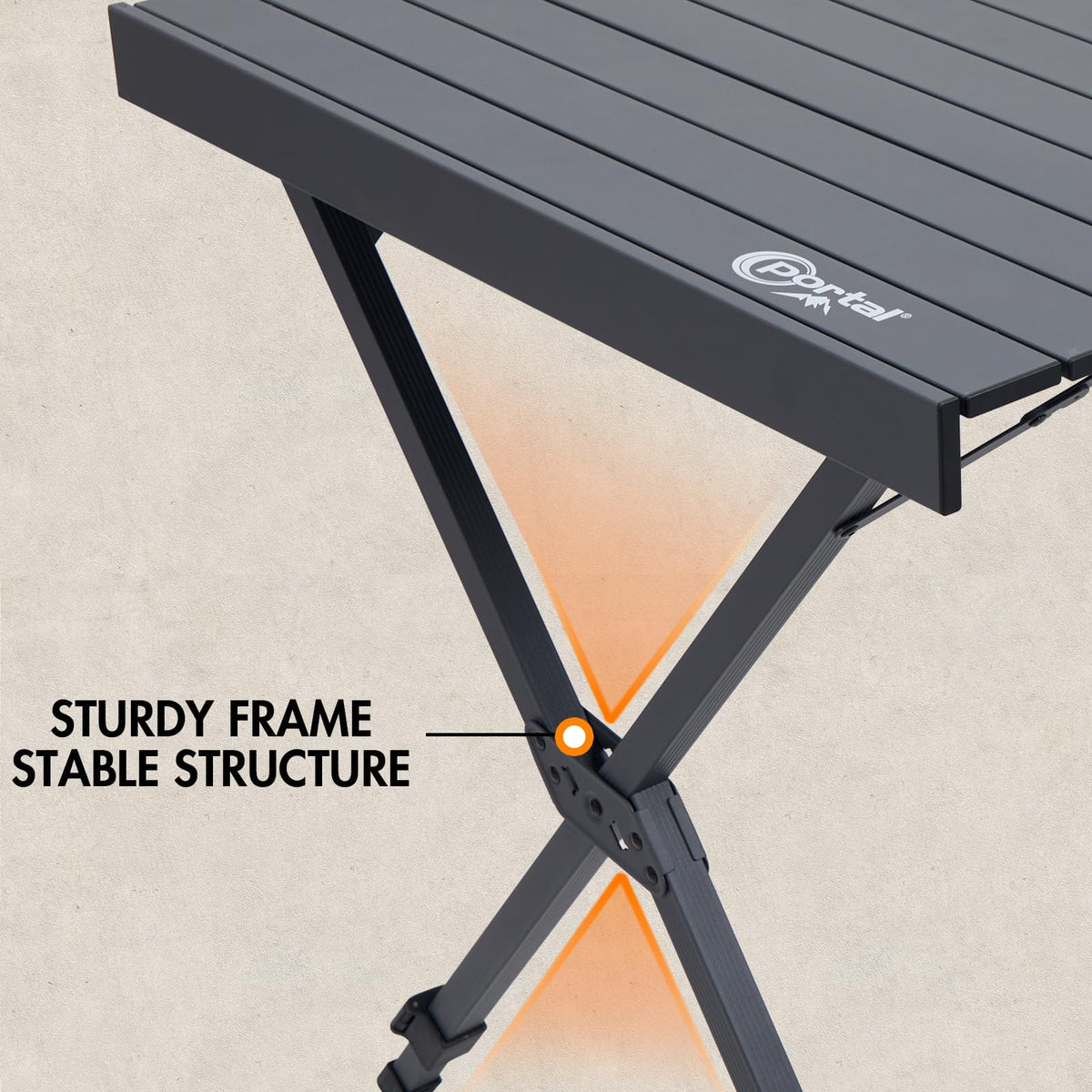 Folding Camping Table with Adjustable Height, Aluminum, Dark Gray T48082
