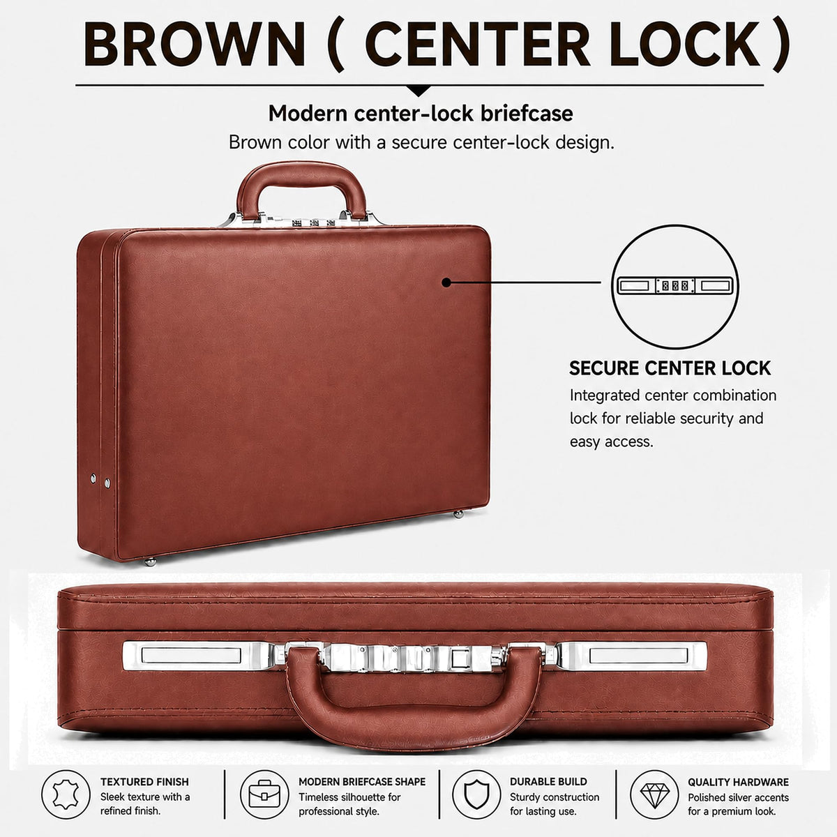 Leather Briefcase with Lock M956