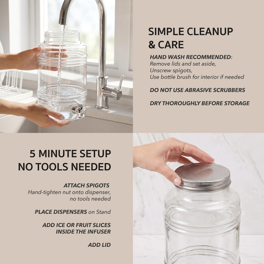 Glass Beverage Dispenser with Metal Stand Z9194