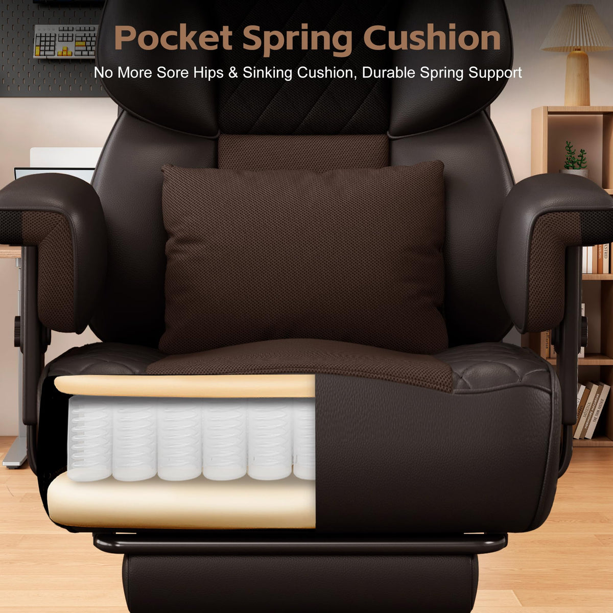 Brown Ergonomic High Back Office Chair with Footrest Y3132