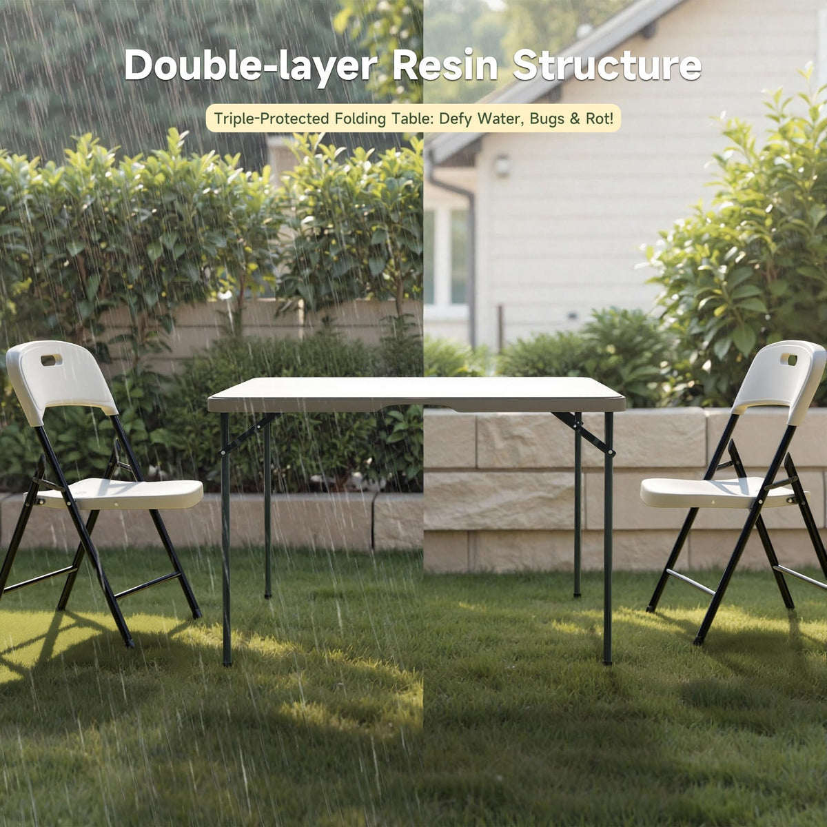 3 ft Square Folding Card Table with Carrying Handle P678448
