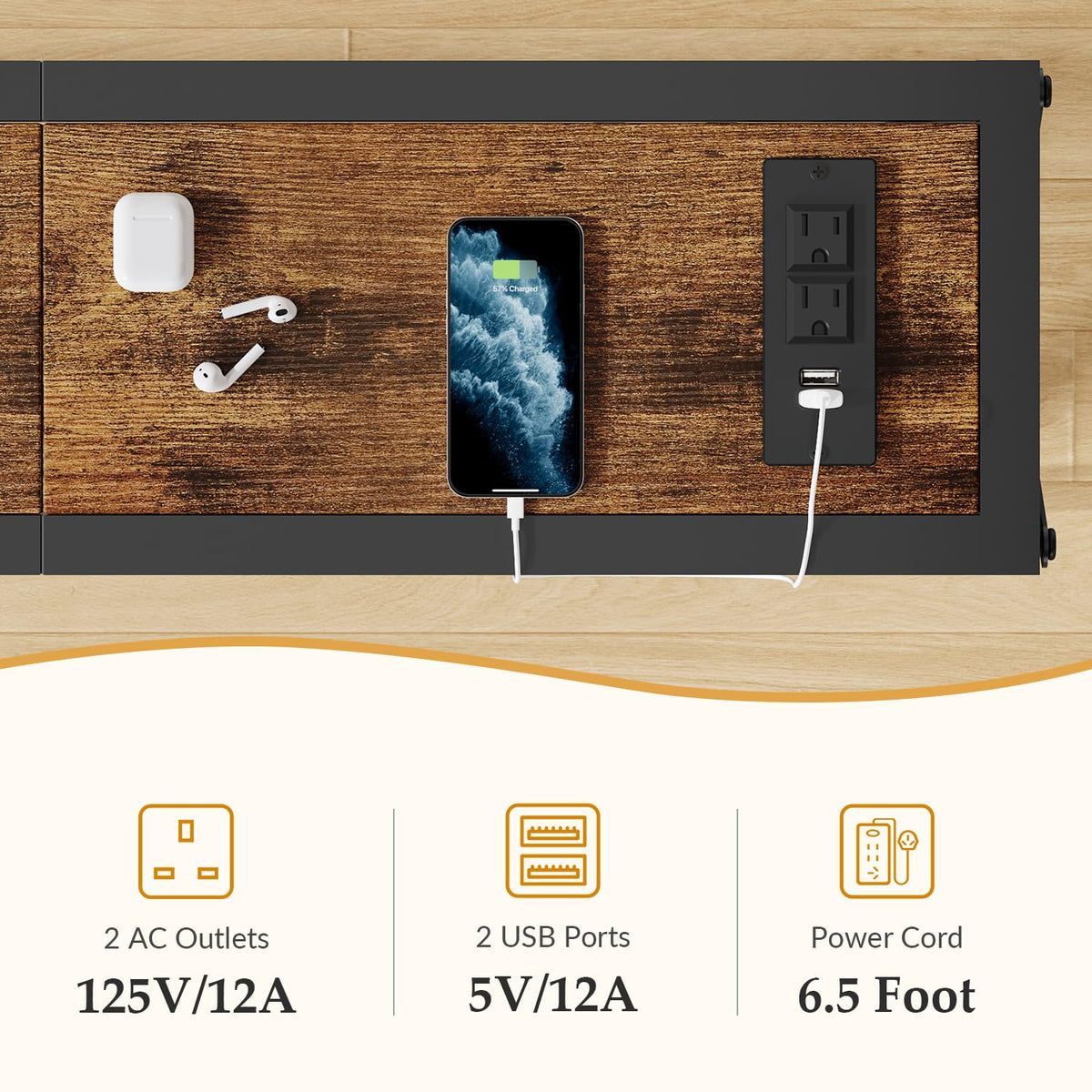 Narrow Console Table with Socket H3025