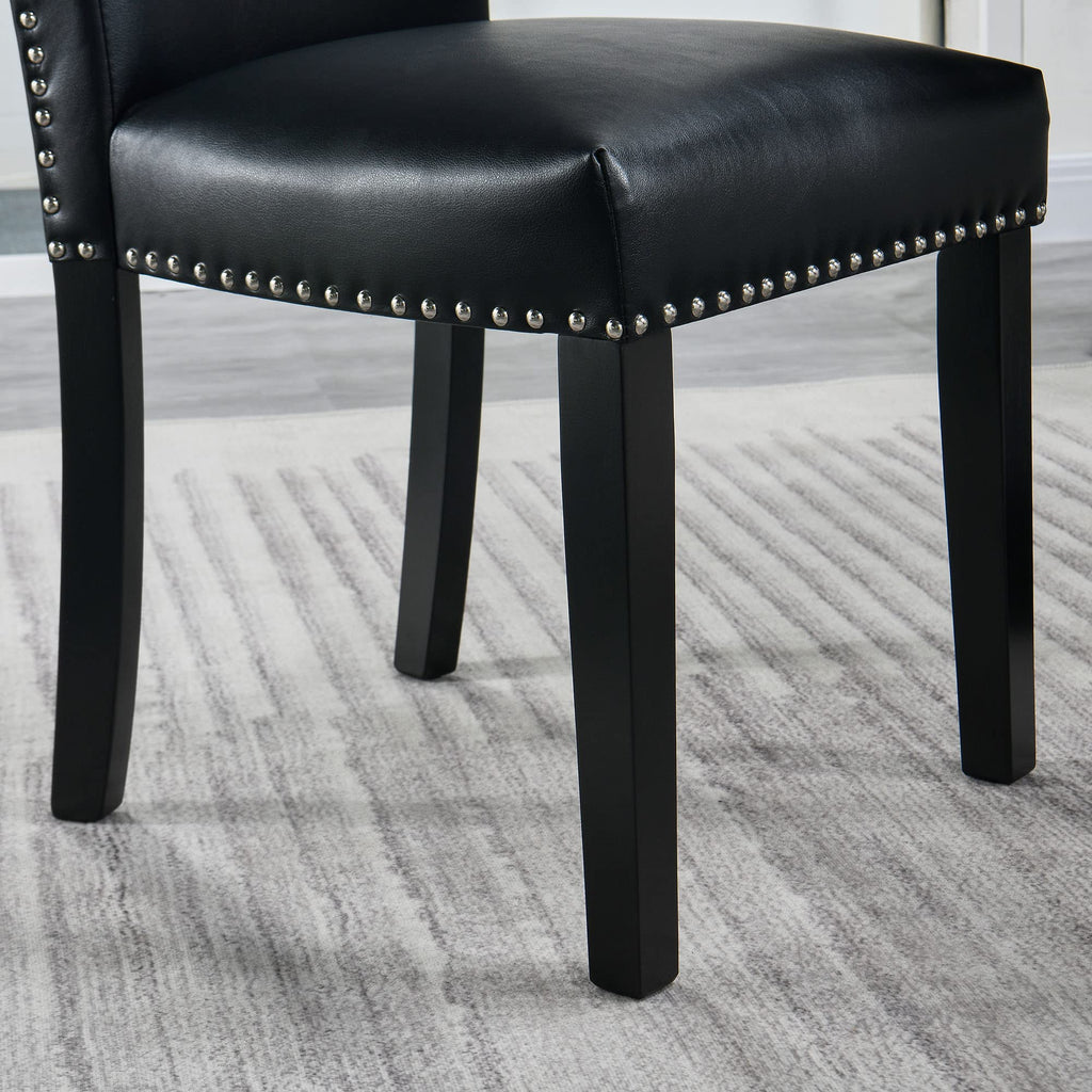 Black Leather Dining Chairs Set of 2 R173868