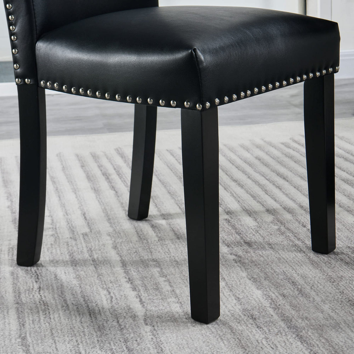 Black Leather Dining Chairs Set of 2 R173868