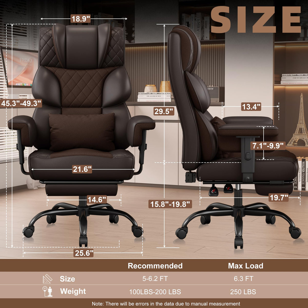 Brown Ergonomic High Back Office Chair with Footrest Y3132