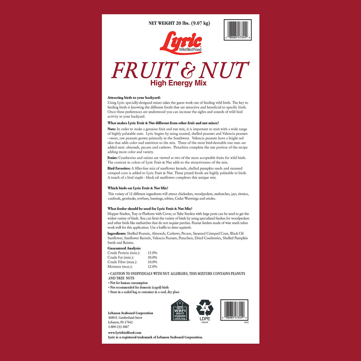 40 lb Fruit and Nut Wild Bird Seed Mix K6559
