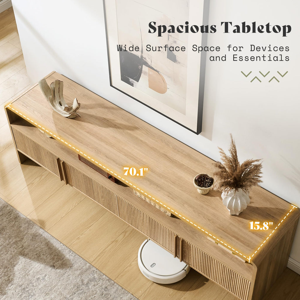70" Fluted TV Stand with 2 Storage Cabinets Q499924