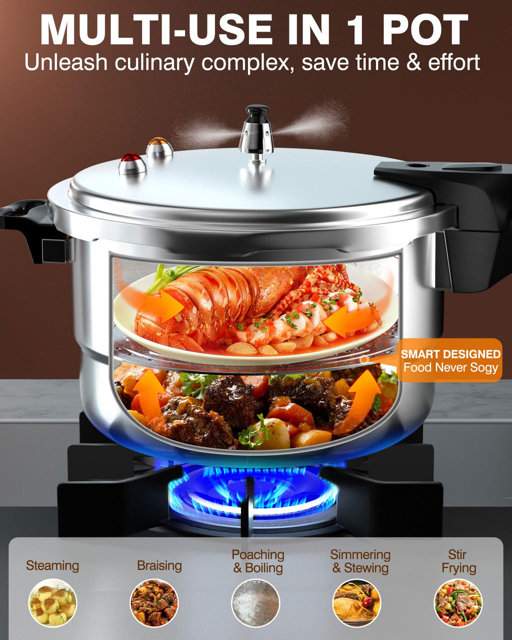 4QT Aluminum Pressure Cooker with Rack L122896