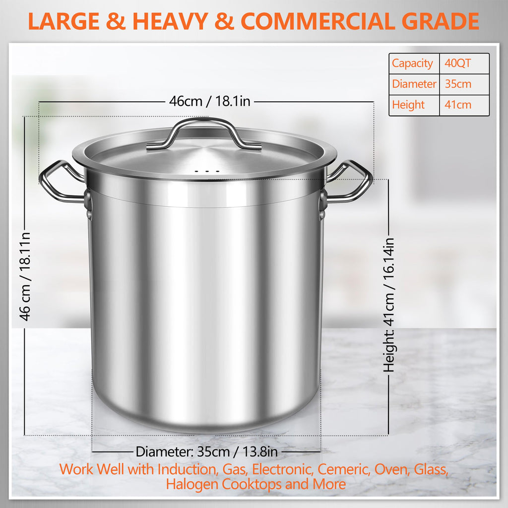40 Quart Stainless Steel Stock Pot with Lid Z805