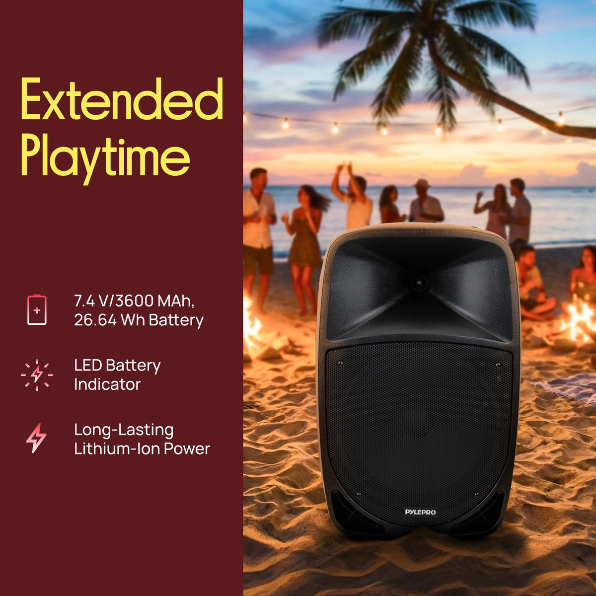 1200W Portable Bluetooth PA Speaker with Subwoofer and Wireless Microphone T41847