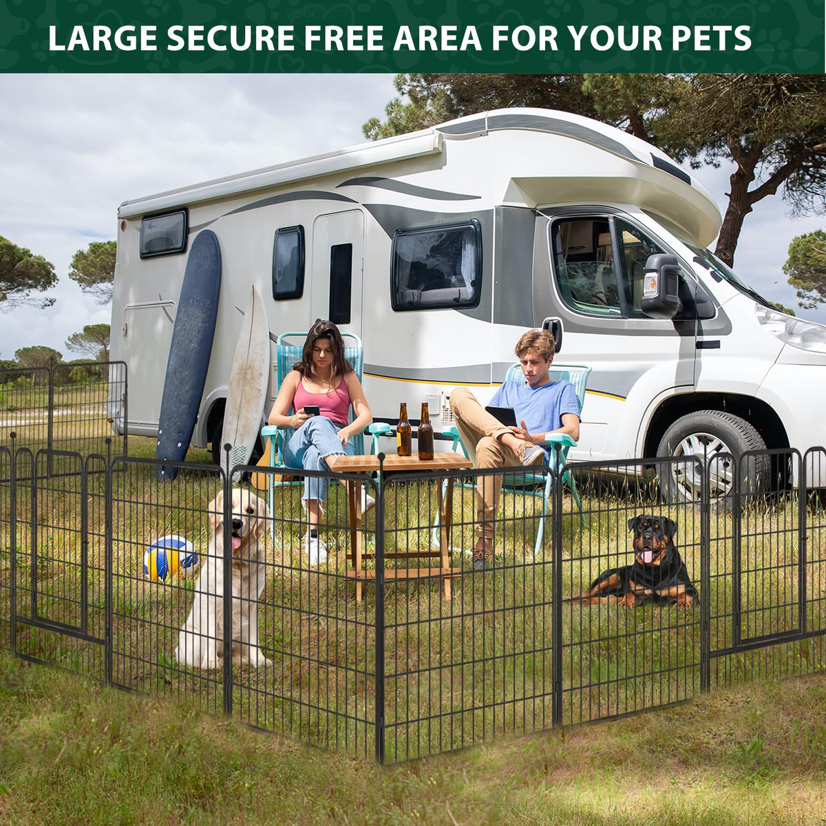 16 Panels 40" High Metal Dog Playpen with Gate X883955