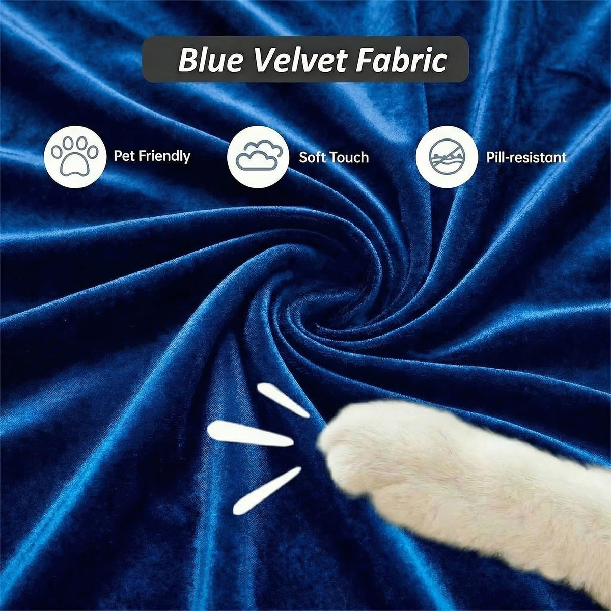 Navy Blue and Gold Velvet Sofa and Loveseat Set with 4 Pillows E1612