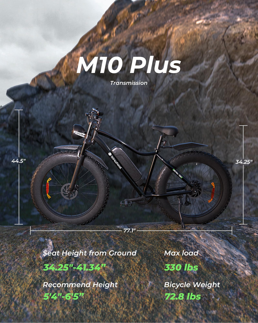 1000W Peak Motor 70 Miles Fat Tire Electric Bike A850