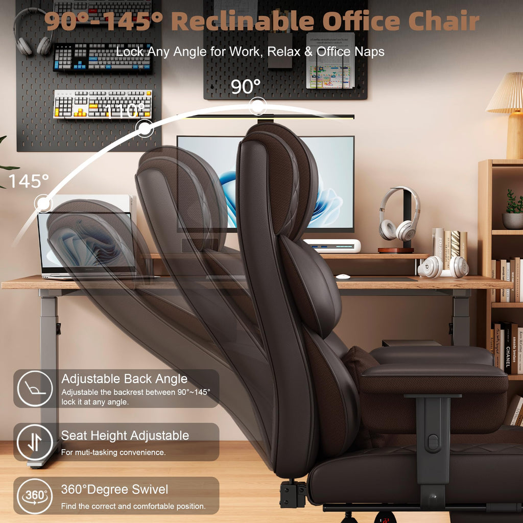 Brown Ergonomic High Back Office Chair with Footrest Y3132