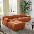 Orange Velvet L Shaped Sectional Sofa with Ottoman X370