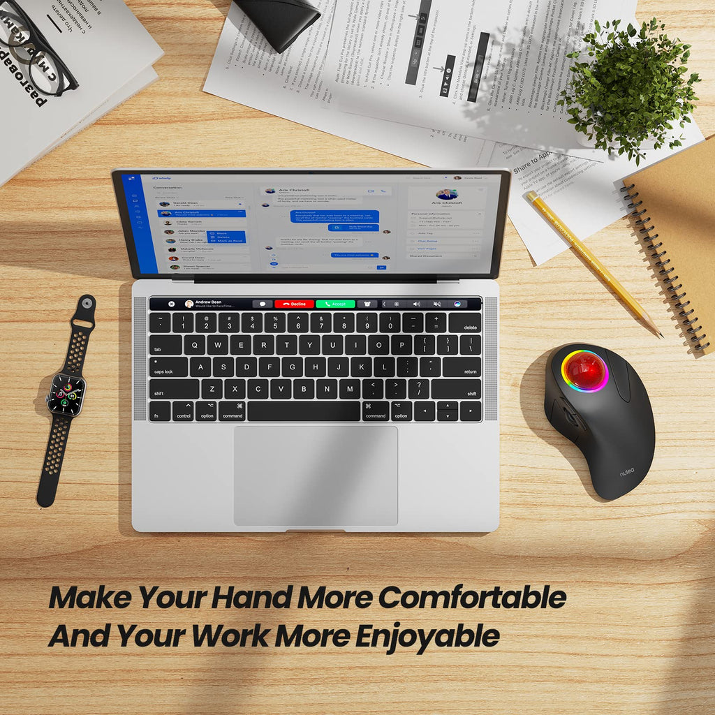 Wireless Ergonomic RGB Trackball Mouse A711766
