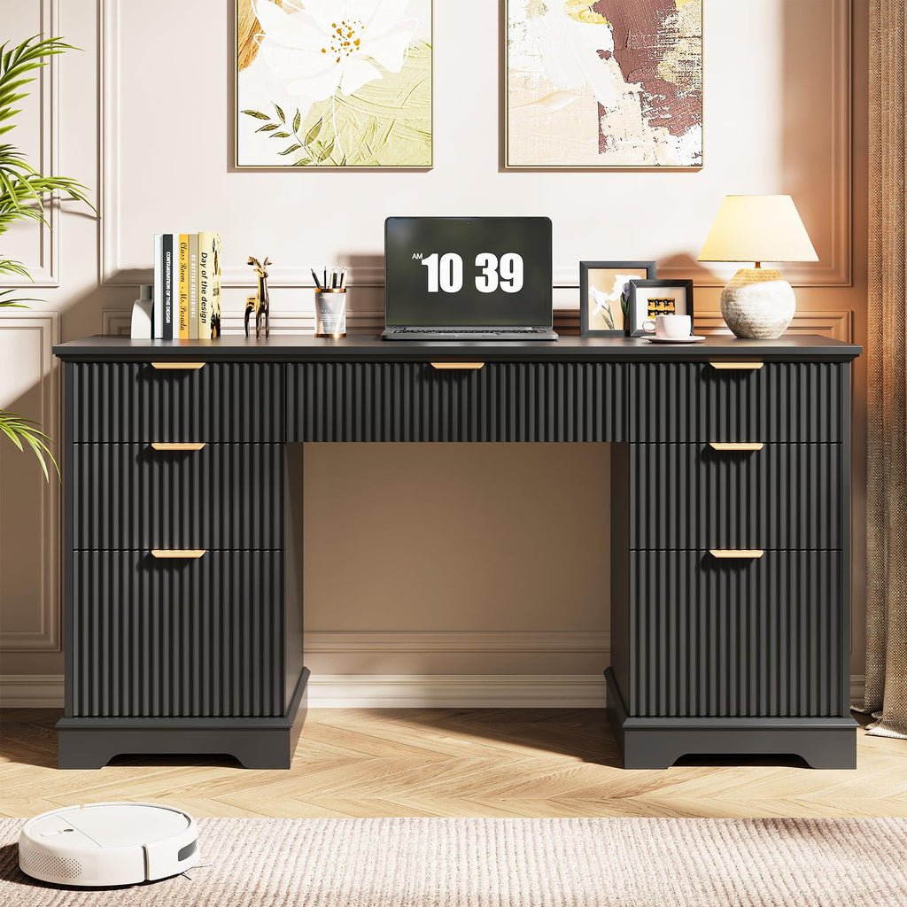 59" Fluted Desk with Storage Drawers Z414
