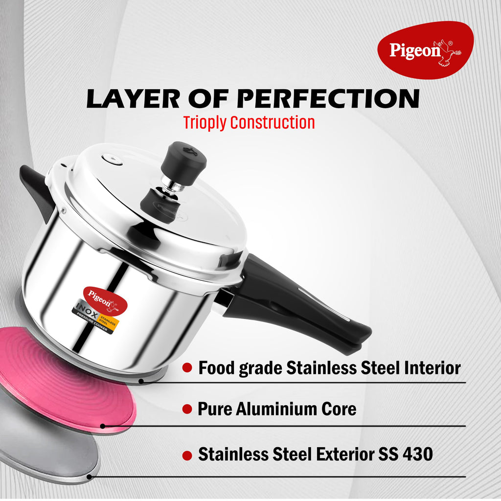 Stainless Steel Pressure Cooker Combo with Induction Base, Outer Lid 2 Liter and 3 Liter E9355