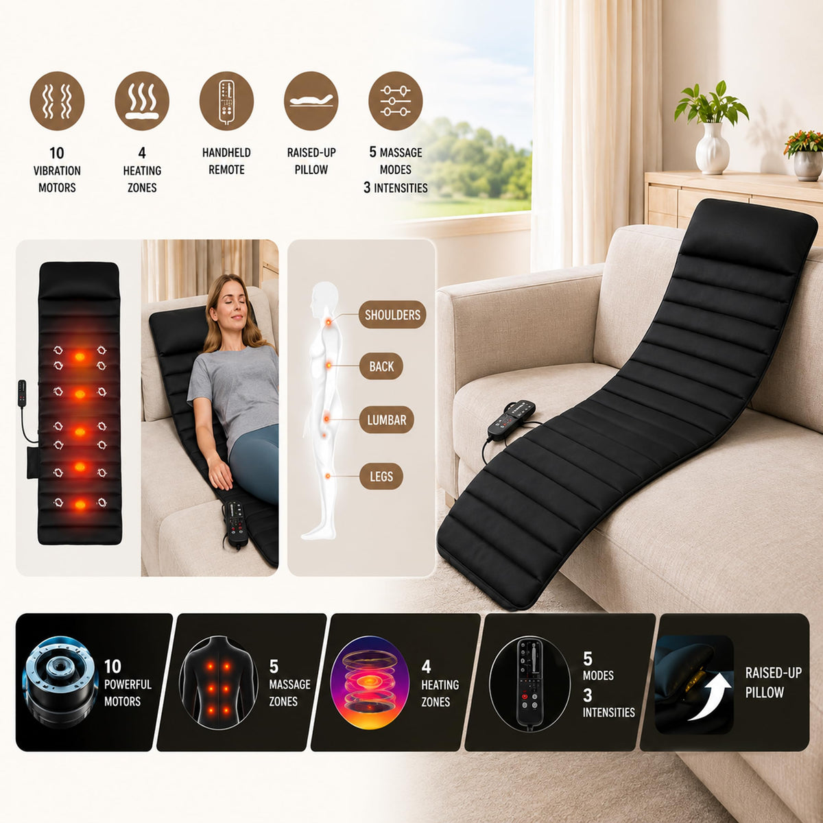 Vibration Massage Mat with Heat F706
