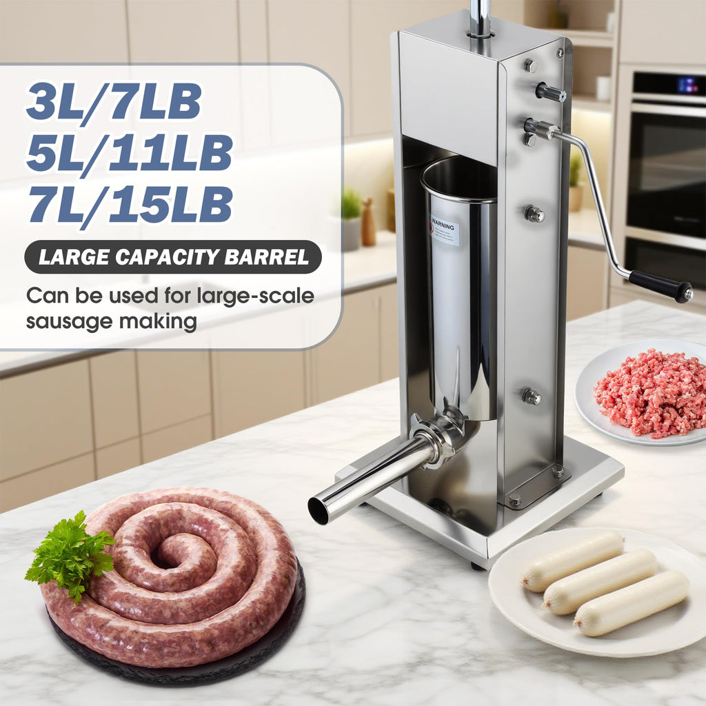 7L Stainless Steel Manual Sausage Stuffer W653861