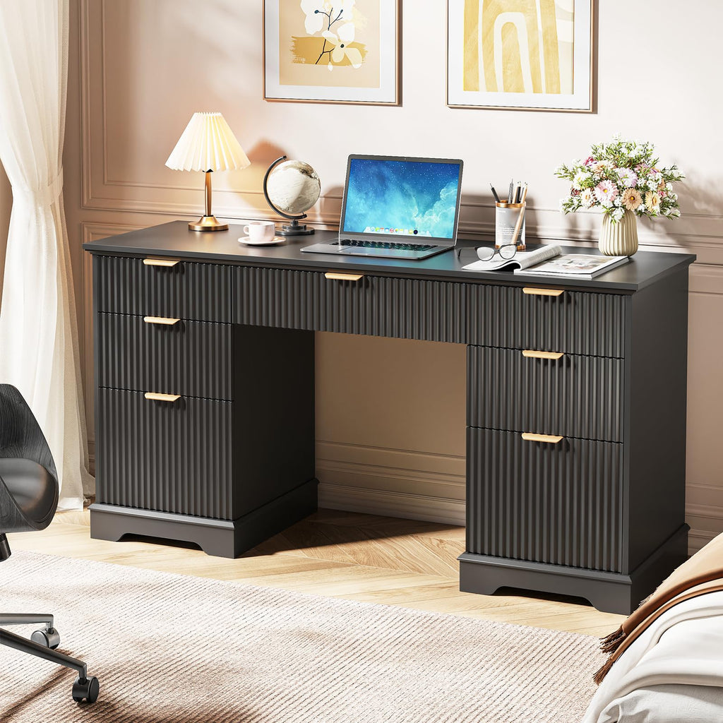 59" Fluted Desk with Storage Drawers Z414