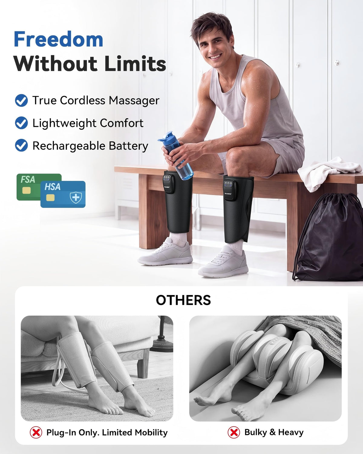 Cordless Rechargeable Leg Compression Massager Y83902