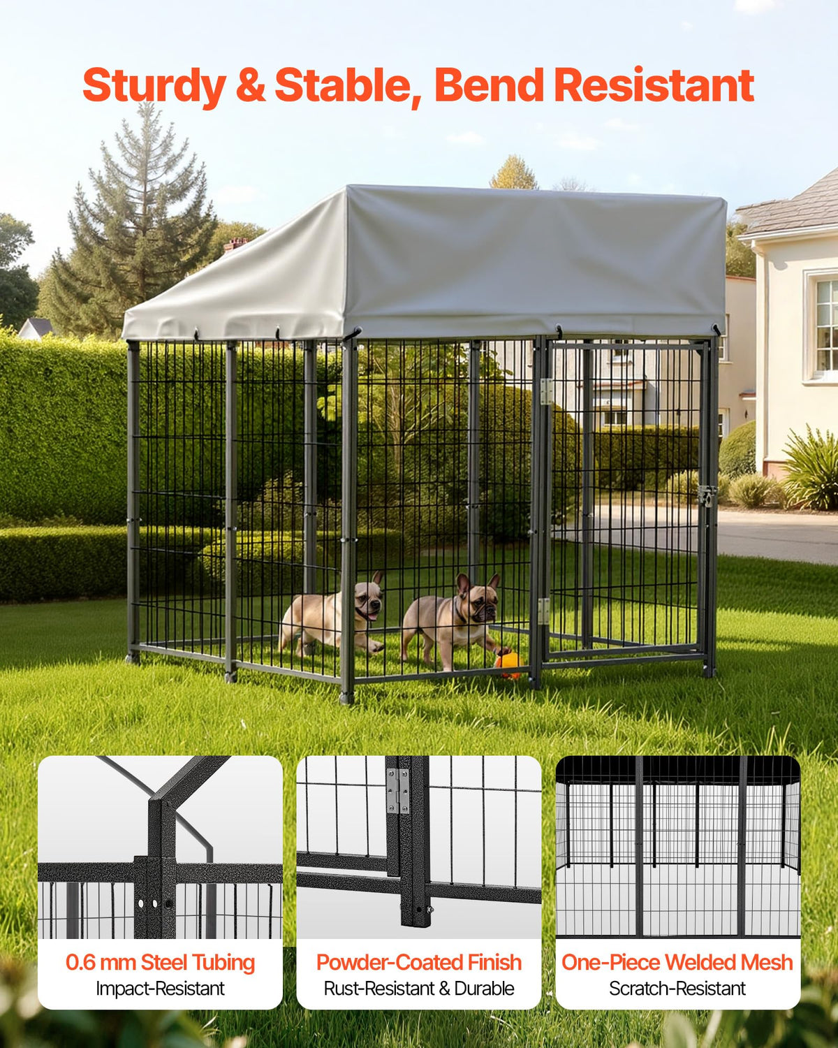 Outdoor Dog Kennel with UV-Resistant & Waterproof Roof Cover S735296