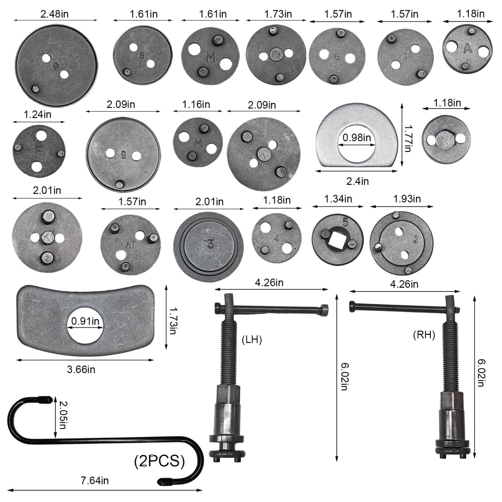 Brake Caliper Wind Back Tool Set with Disc Adapters G9805