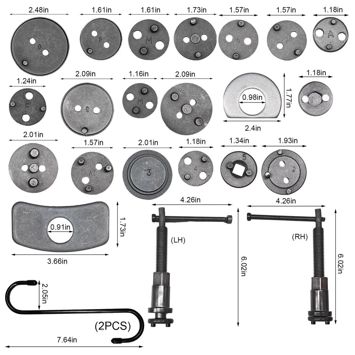 Brake Caliper Wind Back Tool Set with Disc Adapters G9805